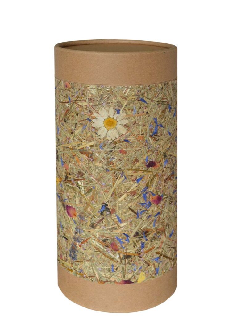 Bestattungsurne, Graburne, Urne aus umweltfreundlichem Karton, biologisch abbaubar, kompostierbar, verrottbar, nachhaltig, recycelbar, natürlich, Baumbestattung, Tree of Life, Schweizer Produkt, FSC-Papier, aus echtem Heu, kostenlose Lieferung